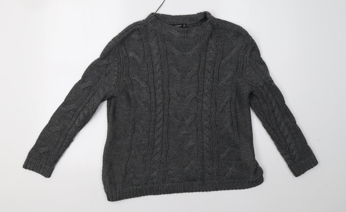 Additional front view of Mango women’s grey knit pullover sweatshirt, size S