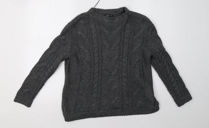 Additional front view of Mango women’s grey knit pullover sweatshirt, size S