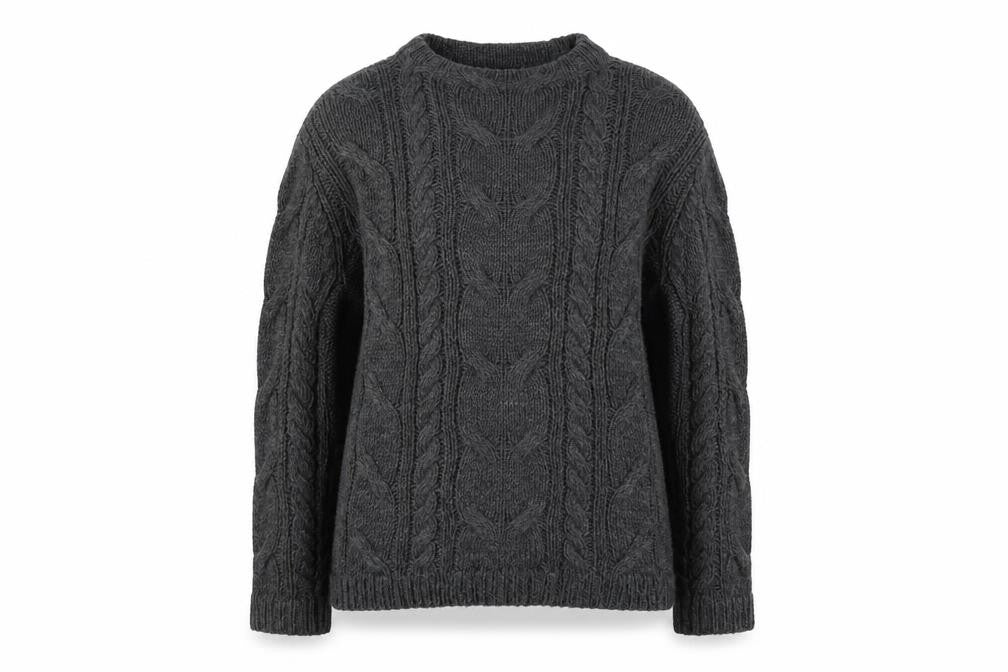 Front view of Mango women’s grey knit pullover sweatshirt, size S