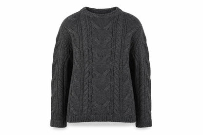 Front view of Mango women’s grey knit pullover sweatshirt, size S