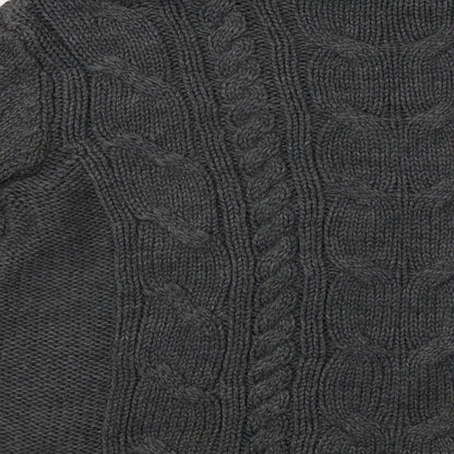 Brand and care label for Mango women’s grey knit pullover sweatshirt, size S