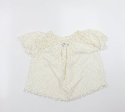 Primark Womens Ivory Geometric  Basic Blouse Size 8  - Lace