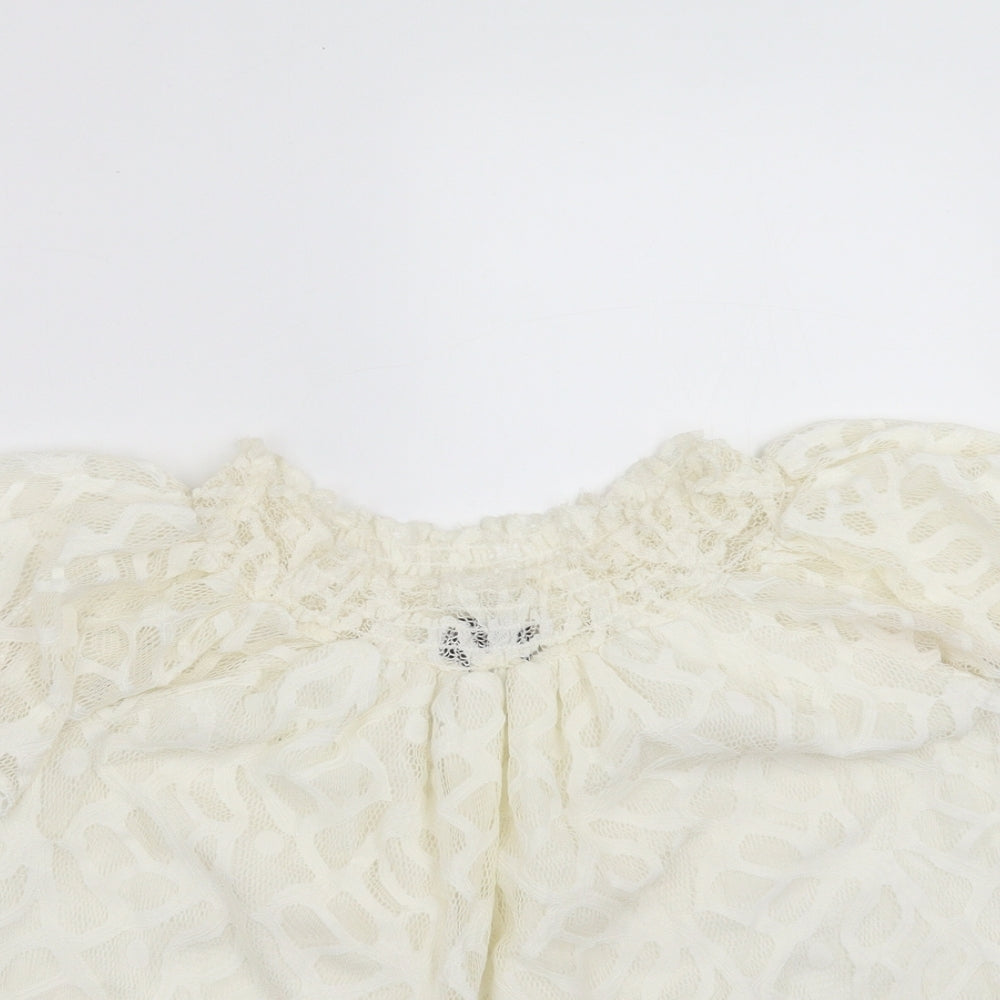 Primark Womens Ivory Geometric  Basic Blouse Size 8  - Lace