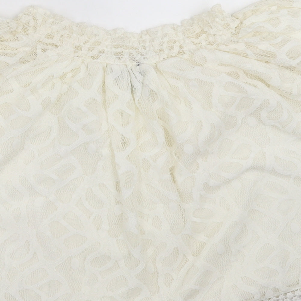 Primark Womens Ivory Geometric  Basic Blouse Size 8  - Lace