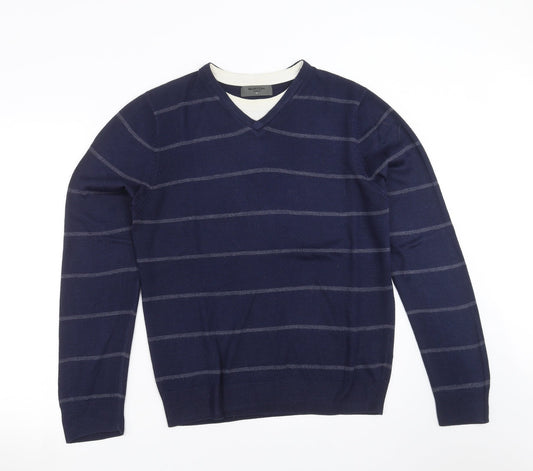 Burton Mens Blue Striped Knit Pullover Jumper Size M