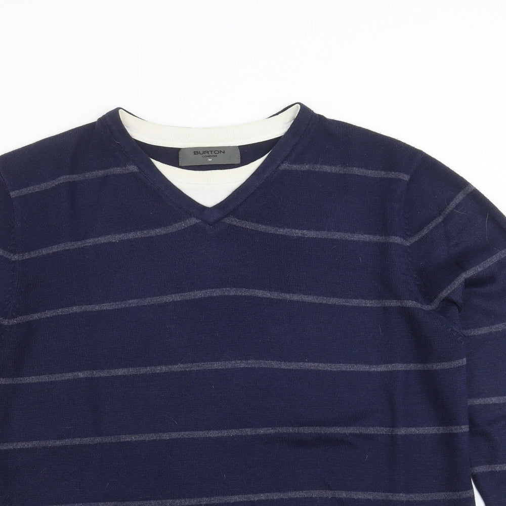 Burton Mens Blue Striped Knit Pullover Jumper Size M