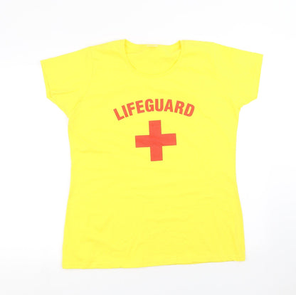 Womens UK Size XL Fruit of the Loom Yellow Basic T-Shirt