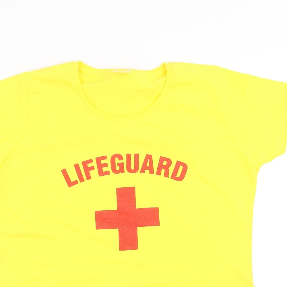 Womens UK Size XL Fruit of the Loom Yellow Basic T-Shirt