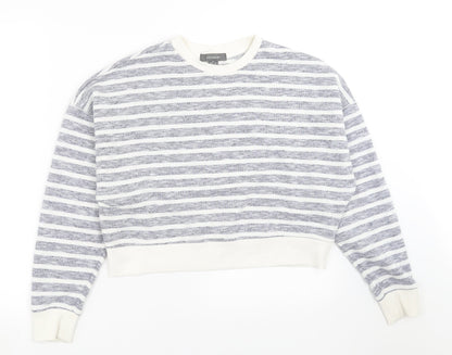 Additional front view of Primark women’s blue striped pullover sweatshirt, size XS
