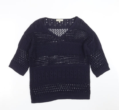 F&F Womens Blue Geometric Knit Pullover Jumper Size 8