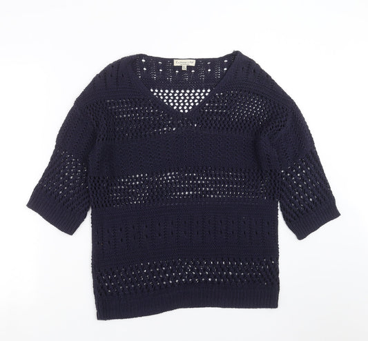 F&F Womens Blue Geometric Knit Pullover Jumper Size 8