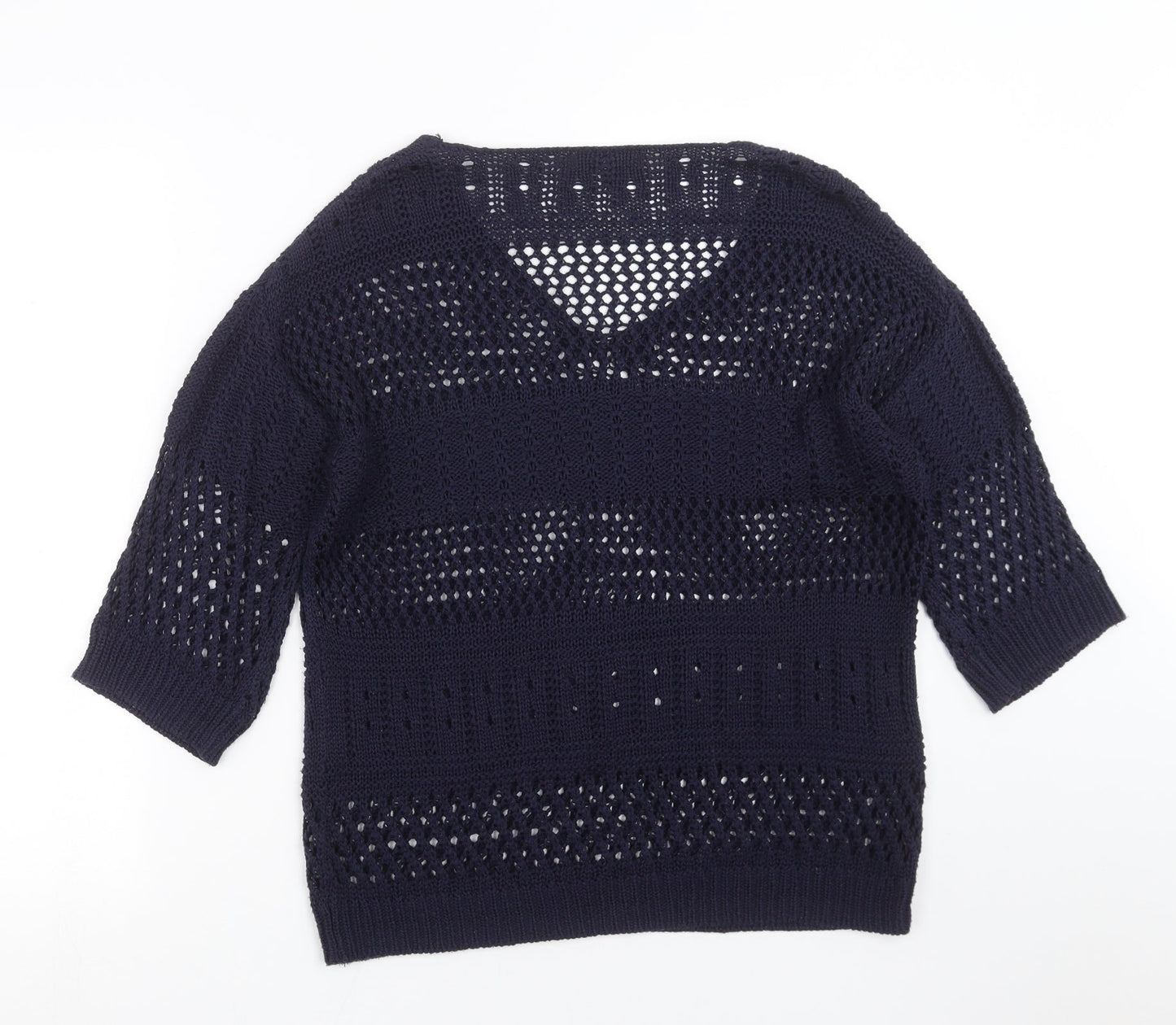 F&F Womens Blue Geometric Knit Pullover Jumper Size 8