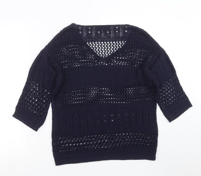 F&F Womens Blue Geometric Knit Pullover Jumper Size 8