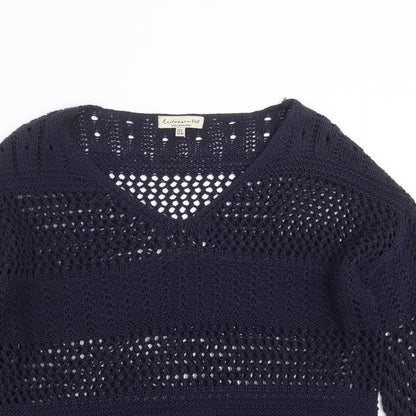 F&F Womens Blue Geometric Knit Pullover Jumper Size 8