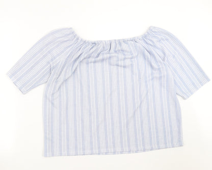 George Womens Blue Striped  Basic Blouse Size 18