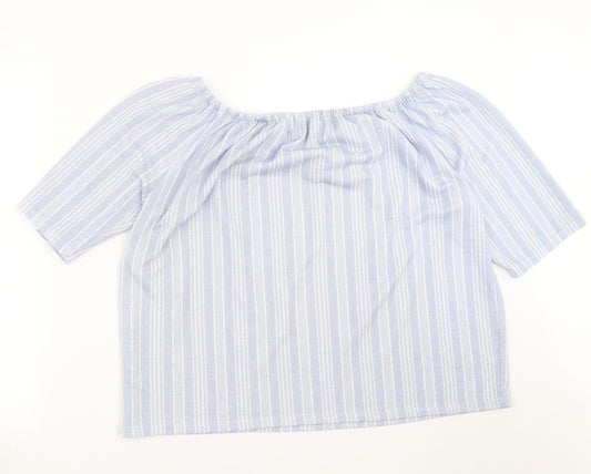George Womens Blue Striped  Basic Blouse Size 18