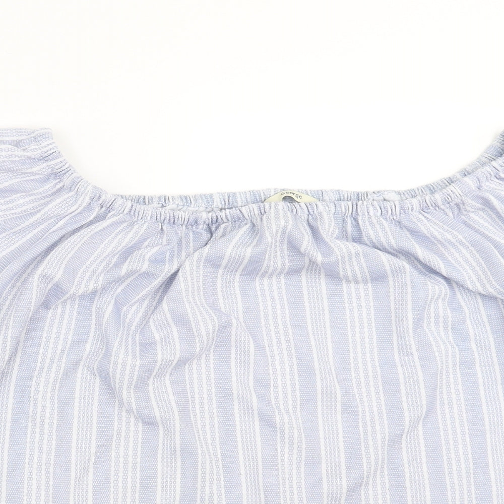 George Womens Blue Striped  Basic Blouse Size 18