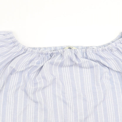 George Womens Blue Striped  Basic Blouse Size 18