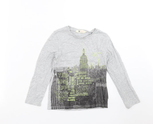 H&M Boys Grey   Basic T-Shirt Size 4-5 Years  - new york skyline