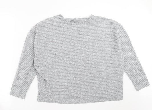 Primark Womens Grey Striped Knit Pullover Jumper Size L
