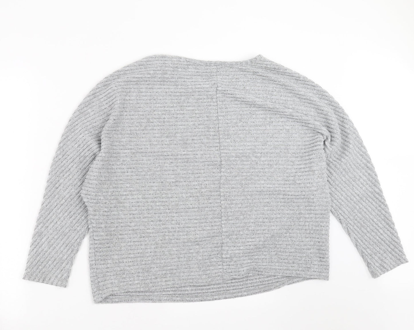 Primark Womens Grey Striped Knit Pullover Jumper Size L