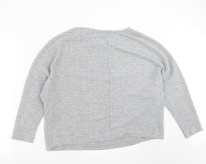 Primark Womens Grey Striped Knit Pullover Jumper Size L