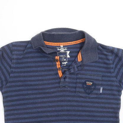 name it Boys Blue Striped  Basic Polo Size 7-8 Years