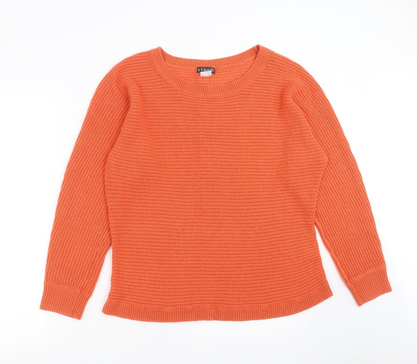 Venus Womens Orange  Knit Pullover Jumper Size XL