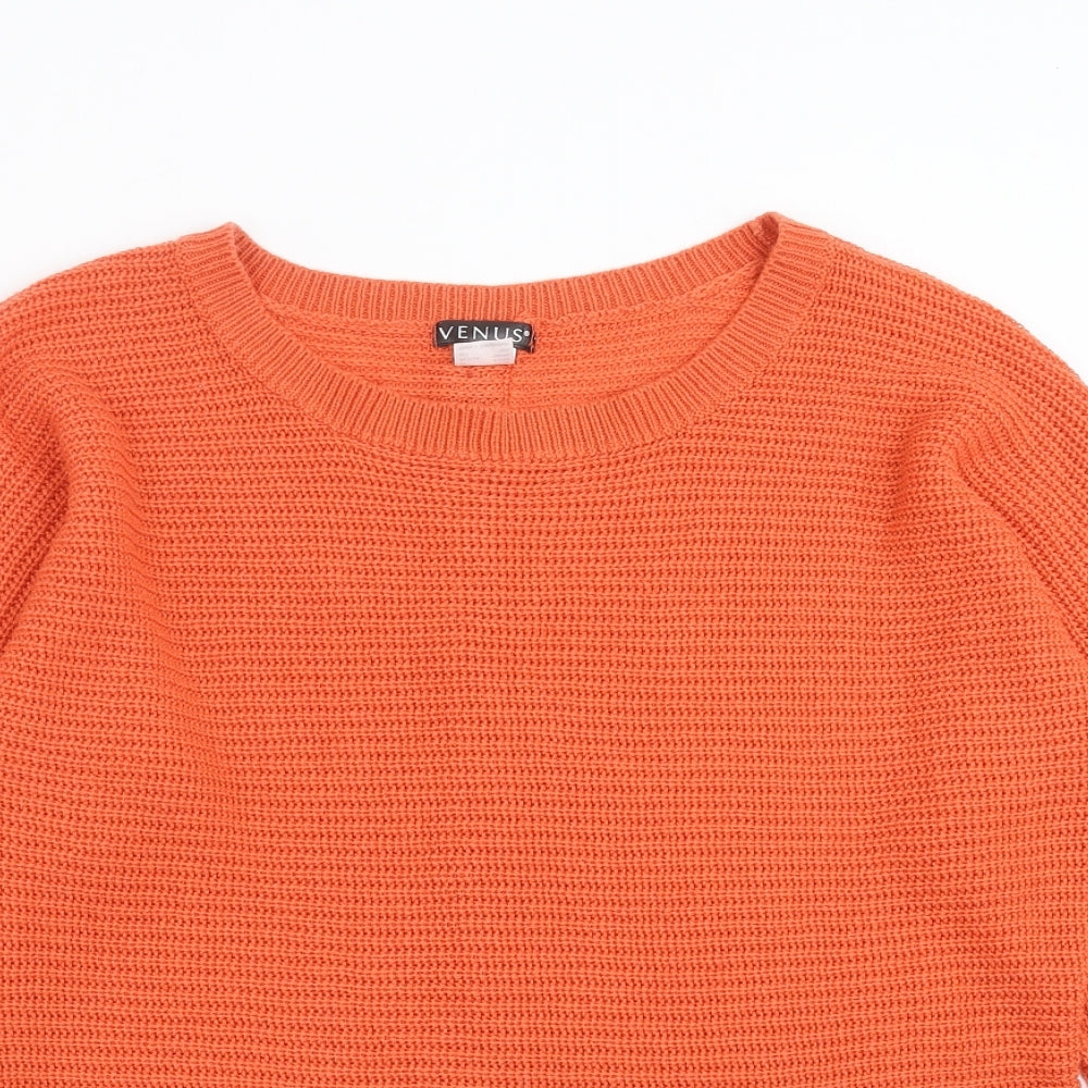 Venus Womens Orange  Knit Pullover Jumper Size XL