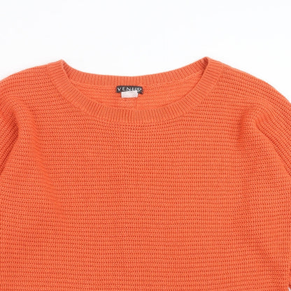 Venus Womens Orange  Knit Pullover Jumper Size XL
