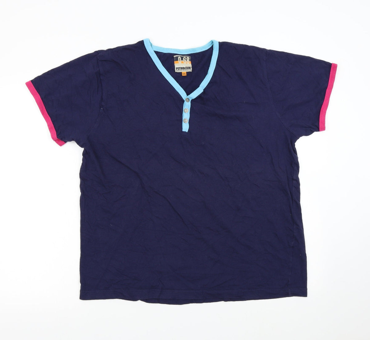 Additional front view of Petroleum women’s blue basic t-shirt, size 2XL