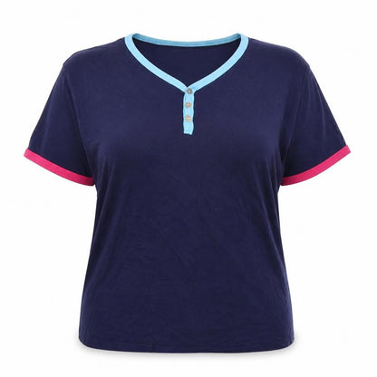 Front view of Petroleum women’s blue basic t-shirt, size 2XL