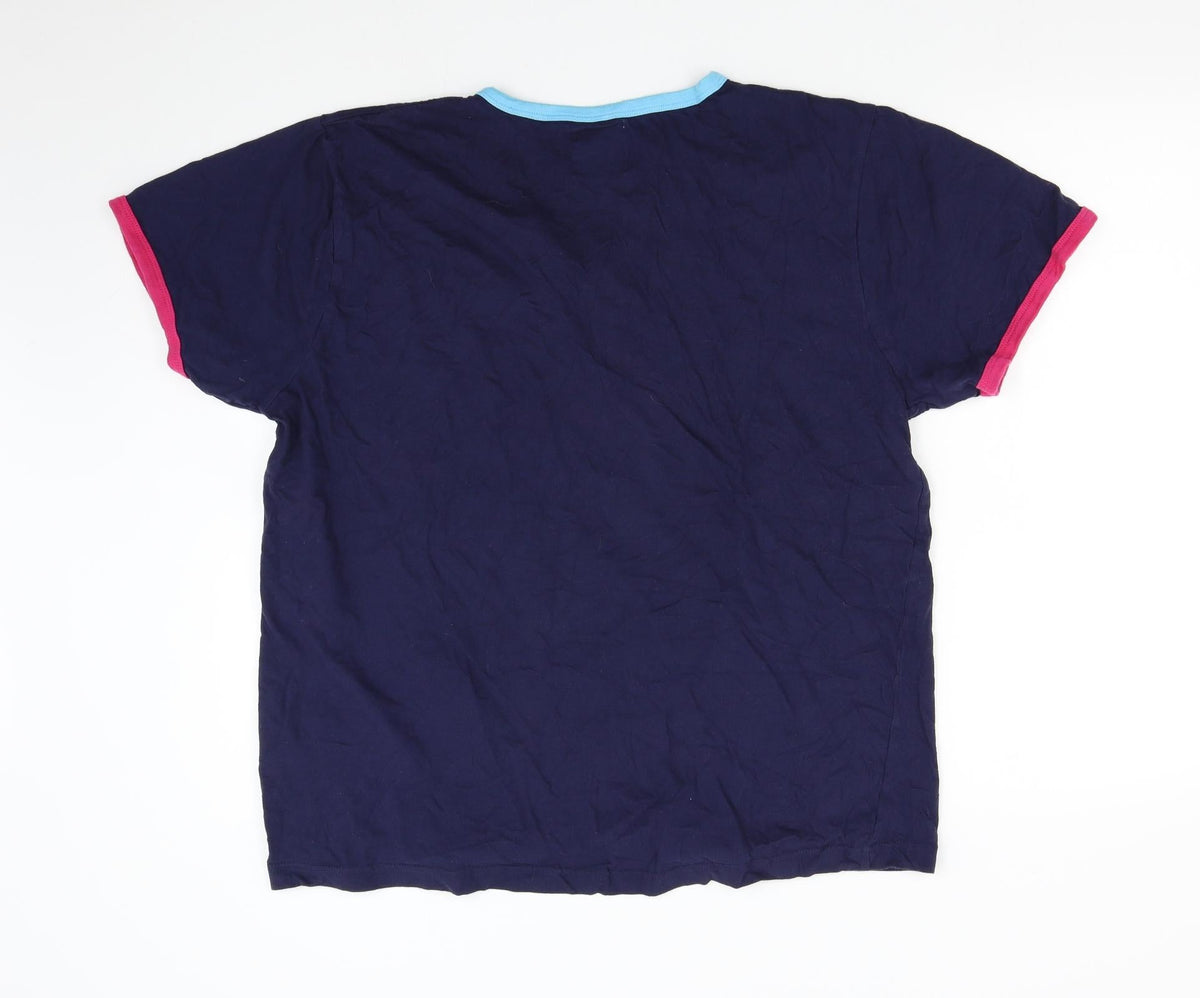 Back view of Petroleum women’s blue basic t-shirt, size 2XL