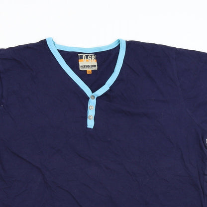 Close-up detail of Petroleum women’s blue basic t-shirt, size 2XL