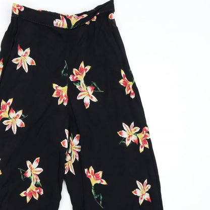 Miss Selfridge Womens Black Floral  Capri Trousers Size 6 L20 in