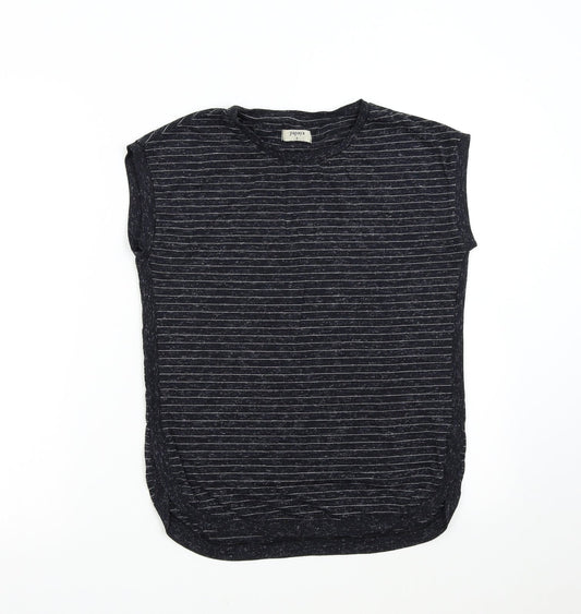 Papaya Womens Black Striped  Basic T-Shirt Size 8