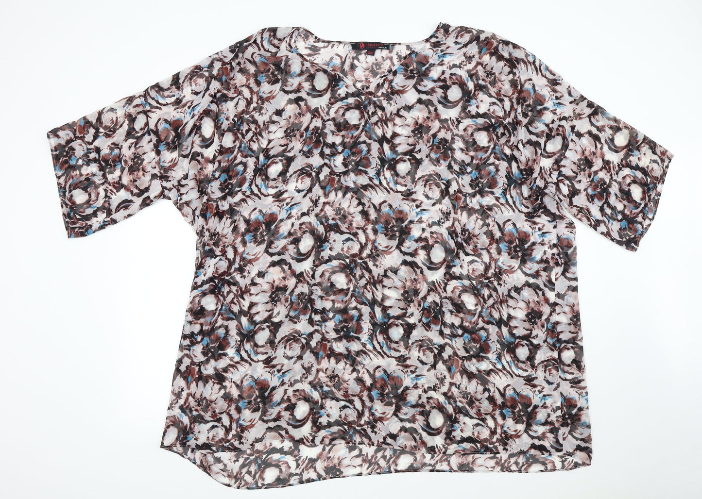 Project/ D Womens Multicoloured Floral Chiffon Basic Blouse One Size