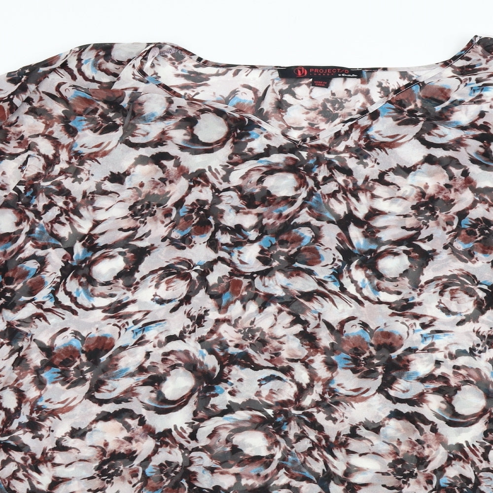Project/ D Womens Multicoloured Floral Chiffon Basic Blouse One Size