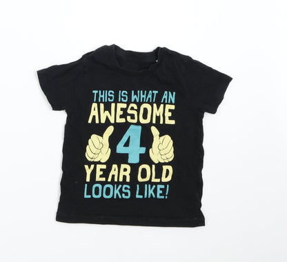 Fair Wear Boys Black   Basic T-Shirt Size 4 Years