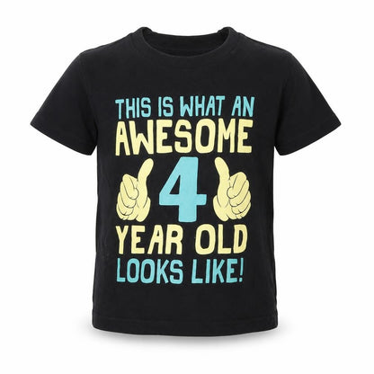 Fair Wear Boys Black   Basic T-Shirt Size 4 Years