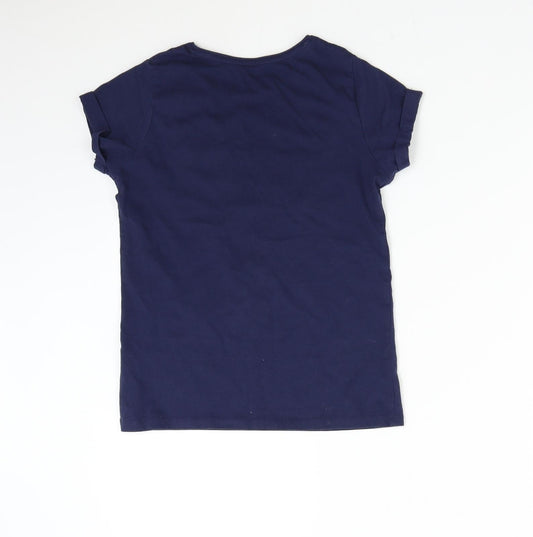 Primark Girls Blue   Basic T-Shirt Size 11-12 Years  - Team Floss Unicorn