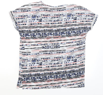 Fransa Womens White Striped  Basic T-Shirt Size XS