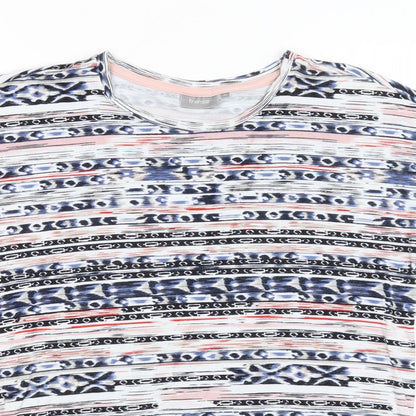 Fransa Womens White Striped  Basic T-Shirt Size XS