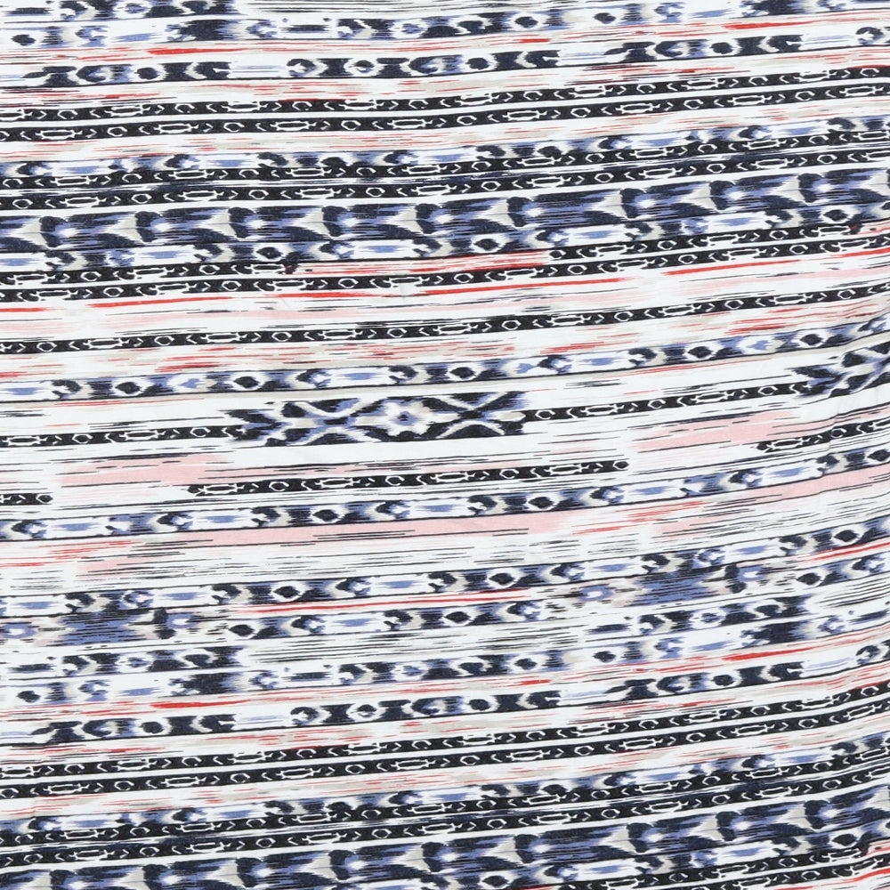 Fransa Womens White Striped  Basic T-Shirt Size XS