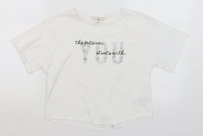 Miss E-vie Girls White   Cropped T-Shirt Size 13-14 Years  - The Future Starts With You