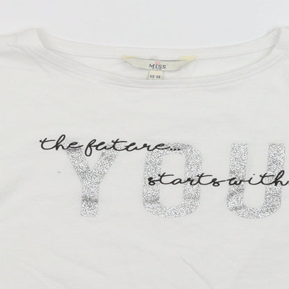 Miss E-vie Girls White   Cropped T-Shirt Size 13-14 Years  - The Future Starts With You