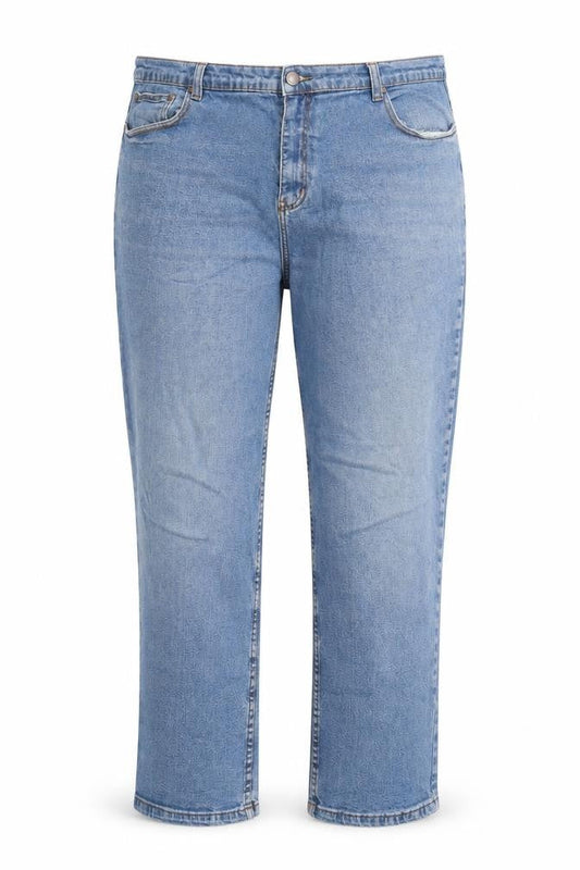 Front view of Cotton Traders women’s blue straight jeans, size UK 44, 26-inch leg
