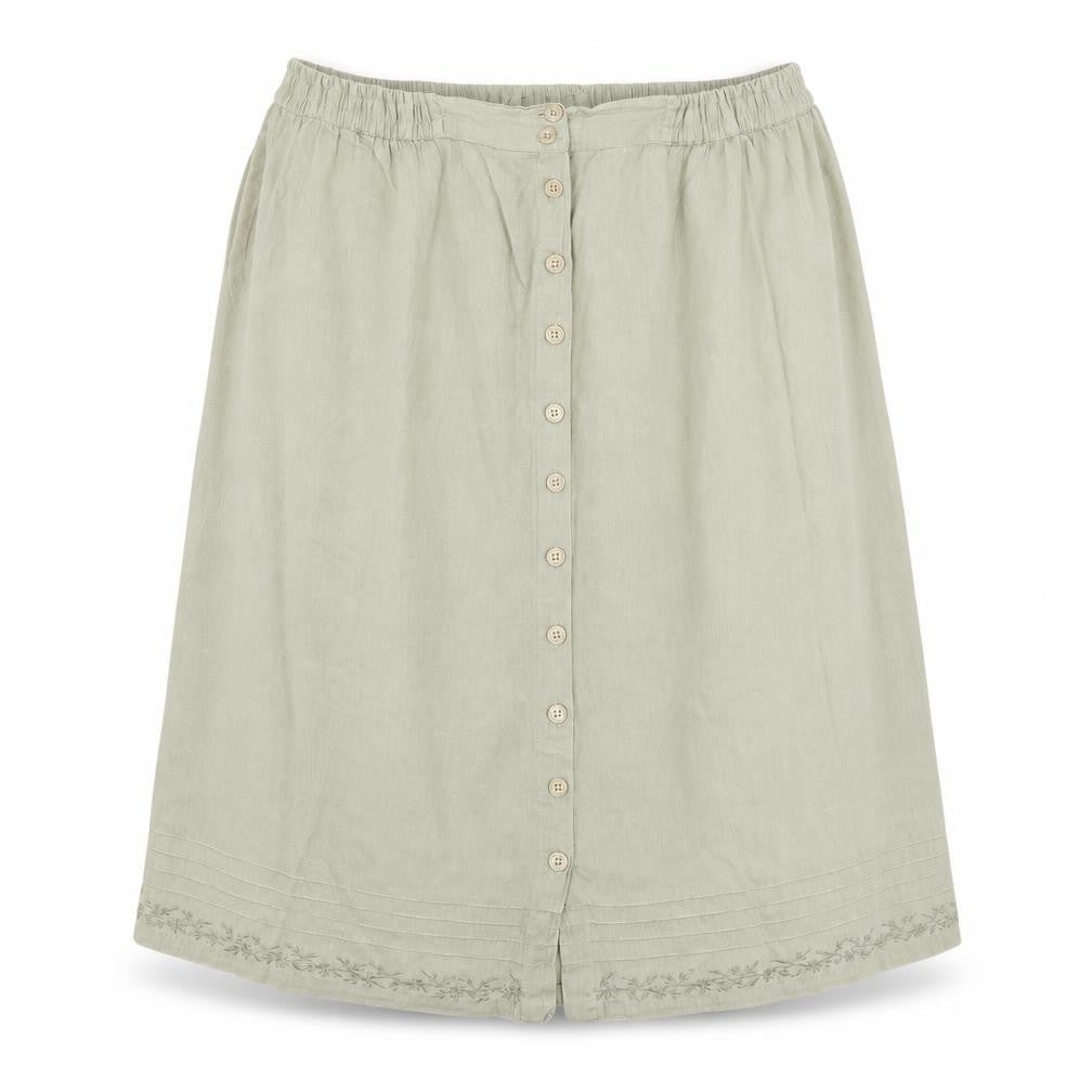 Front view of Akal women’s green a-line skirt, size L