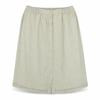 Front view of Akal women’s green a-line skirt, size L
