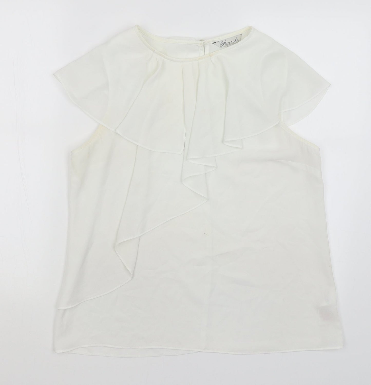 Womens UK Size 14 Peacocks White Basic Blouse